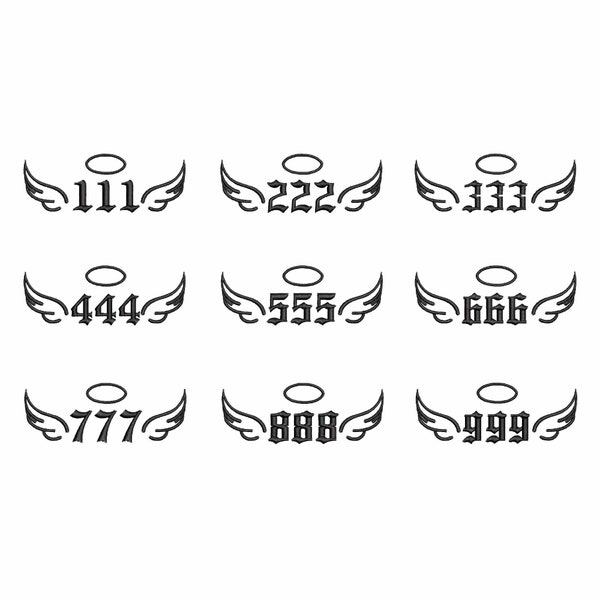 Angel Numbers Embroidery Design: Line Art Bundle (Digital Download)