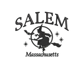 Witch Embroidery Design, Halloween Embroidery Designs, Salem Massachusetts Embroidery Files, Spooky Season, Machine Embroidery Designs