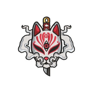 Motifs de broderie anime, motifs de broderie machine, masque kitsune, fichiers de broderie, masque oni, masque de démon, art japonais, téléchargement numérique