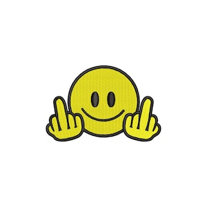 Smiley machine embroidery designs, embroidery files, embroidery pattern, middle finger, smiley face, funny embroidery, digital download