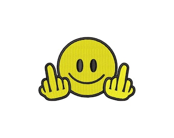 Smiley machine embroidery designs, embroidery files, embroidery pattern, middle finger, smiley face, funny embroidery, digital download