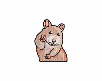 Hamster with Peace Sign embroidery design, Machine embroidery designs, Embroidery pattern, Embroidery files, Meme, Funny embroidery