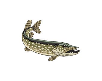 Northern Pike Embroidery Design: Fishing Pattern (PES, DST, JEF)
