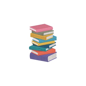 Projekt haftu Stack of Books, projekty haftu maszynowego, pliki do haftu, wzór haftu, miłośnik książek, klub książki, pobieranie cyfrowe