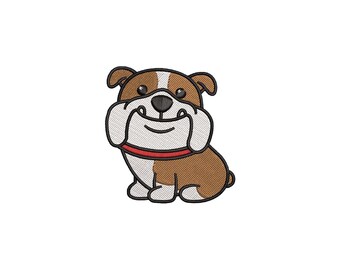 Mini English Bulldog Embroidery Design, Cute Cartoon Dog Embroidery Files, Pet Embroidery Patterns, Machine Embroidery Designs