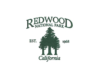 California machine embroidery designs, National Park Redwood, Embroidery files, USA, America, Travelling, Forest pine tree, digital download