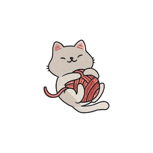 Cat with yarn machine embroidery designs, baby embroidery designs, embroidery files, embroidery pattern, pet embroidery, digital download