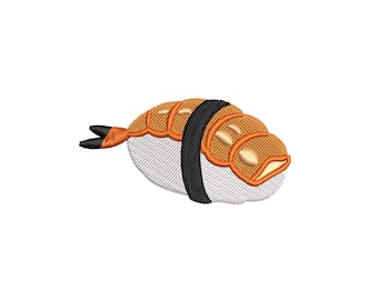 Mini Shrimp Nigiri Embroidery Design, Sushi Embroidery Files, Japanese Food Embroidery Patterns, Machine Embroidery