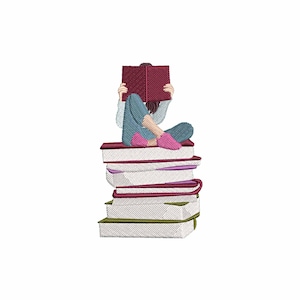 Book machine embroidery designs, Reading embroidery, embroidery pattern, embroidery files, Bookish embroidery designs, digital download