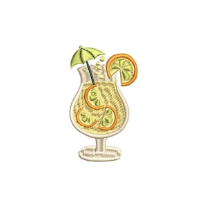 Gin and Tonic Cocktail Stickmuster, Cocktailglas, Stickdateien, Cocktailclub, Stickmuster, digitaler Download