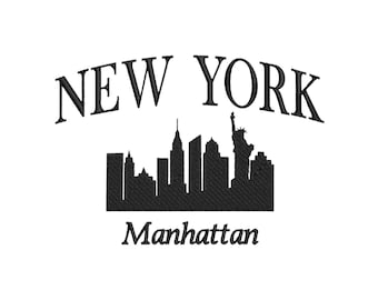 Manhattan New York Stickmuster, Stickdateien, NYC, Stickmuster, New York State, USA, Stickdatei, Maschinenstickerei auf Reisen