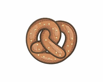 Pretzel embroidery design, bakery food embroidery file, snack machine embroidery design, kitchen decor embroidery pattern, foodie gift idea