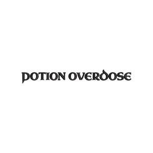 May include: Black text on a white background reads "POTION OVERDOSE" in a stylized font. The text is centered and the font has a gothic or fantasy style.