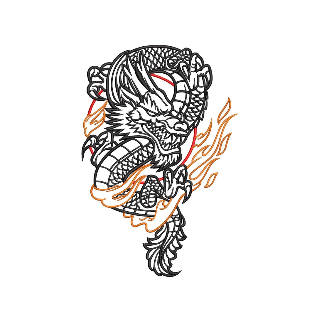 Embroidery Japanese Dragon Print Women's Sweatshirt