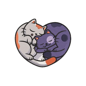 Two cats in the shape of a heart embroidery design, Animalы embroidery, Embroidery pattern, Embroidery files, machine embroidery designs