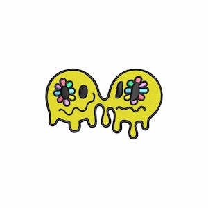Melting smiley embroidery design, flower embroidery, funny embroidery, embroidery pattern, embroidery files, machine embroidery designs