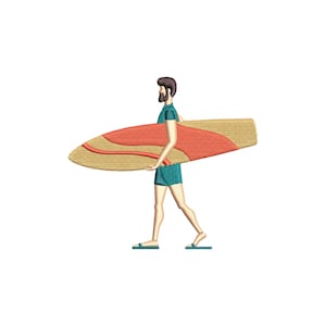 Small surfer embroidery design, Embroidery pattern, Embroidery files, Summer Beach embroidery designs, machine embroidery designs