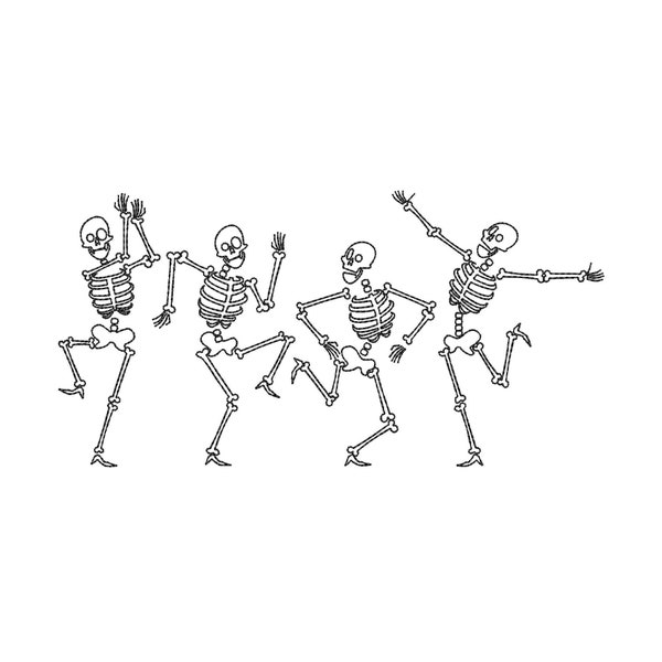 Tanzende Skelette Stickdatei, Halloween Stickdatei, Halloween Stickdatei, Stickmuster, Tanzendes Skelett