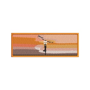 Sunset yoga machine embroidery designs, embroidery files, embroidery pattern, nature landscape, ocean, summer, beach, digital download