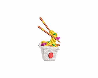 Diseño de bordado de mini fideos, diseños de bordado a máquina de comida rápida, archivos de bordado de cocina, diseños de bordado de moda, descarga digital