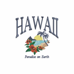 Hawaii embroidery design, Embroidery files, USA, America, Embroidery pattern, Travelling machine embroidery designs, Summer beach embroidery