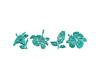 ハワイアンハイビスカスの刺繍デザイン、トロピカルフラワーの刺繍ファイル、花柄の刺繍パターン、夏のミシン刺繍デザイン