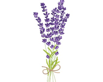 Lavender embroidery design, Flower embroidery design, Floral embroidery design, Botanical embroidery designs, Wildflower bouquet