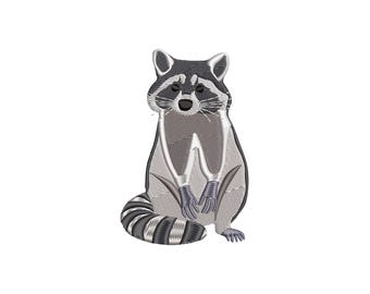 ミニアライグマの刺繍デザイン、ペットの刺繍ファイル、森の動物の刺繍パターン、ミシン刺繍デザイン