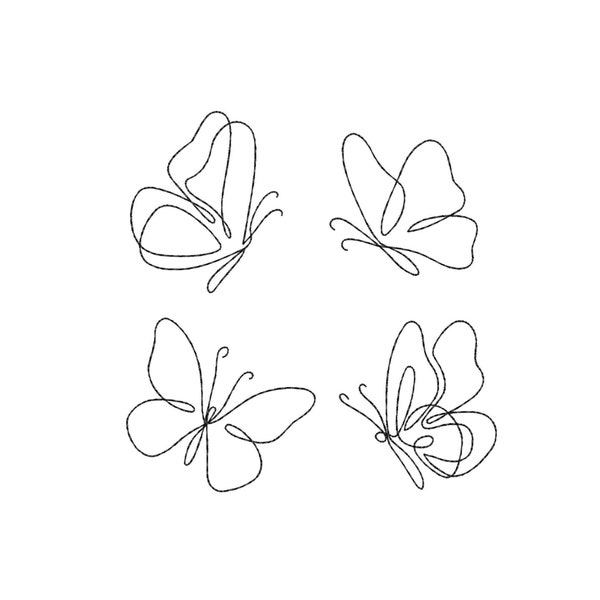 Line art butterfly embroidery bundle, Mini butterfly embroidery design, Small butterflies, trendy embroidery designs, digital download