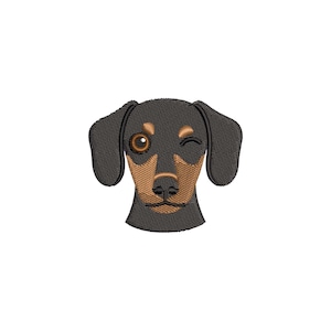 Mini disegno da ricamo con volto di bassotto, modello da ricamo con volto di cane, disegni da ricamo a macchina per amanti dei cani, file da ricamo, proprietario di animali domestici