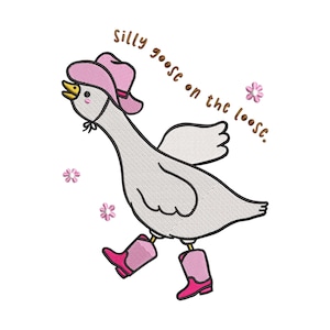 Silly Goose embroidery design, Funny machine embroidery designs, Duck embroidery design, embroidery pattern, Cowboy goose embroidery files