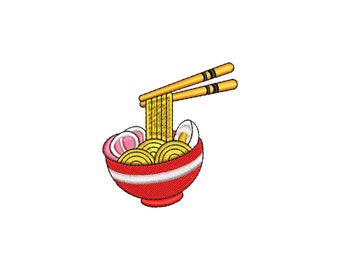 Mini Ramen bowl machine embroidery designs, embroidery pattern, embroidery files, kitchen embroidery, japanese food, digital download