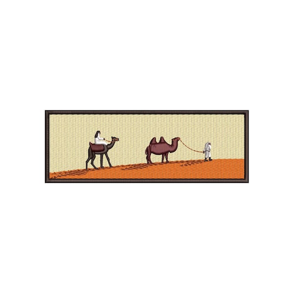 Camel Caravan Embroidery Design: Desert Landscape (Digital Download)