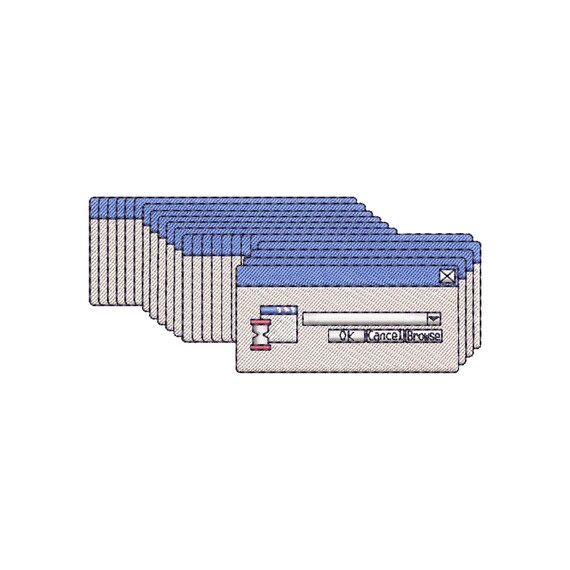 Dialog windows error machine embroidery designs, Embroidery files, Error on crashed froze computer, 00s retro virus, digital download