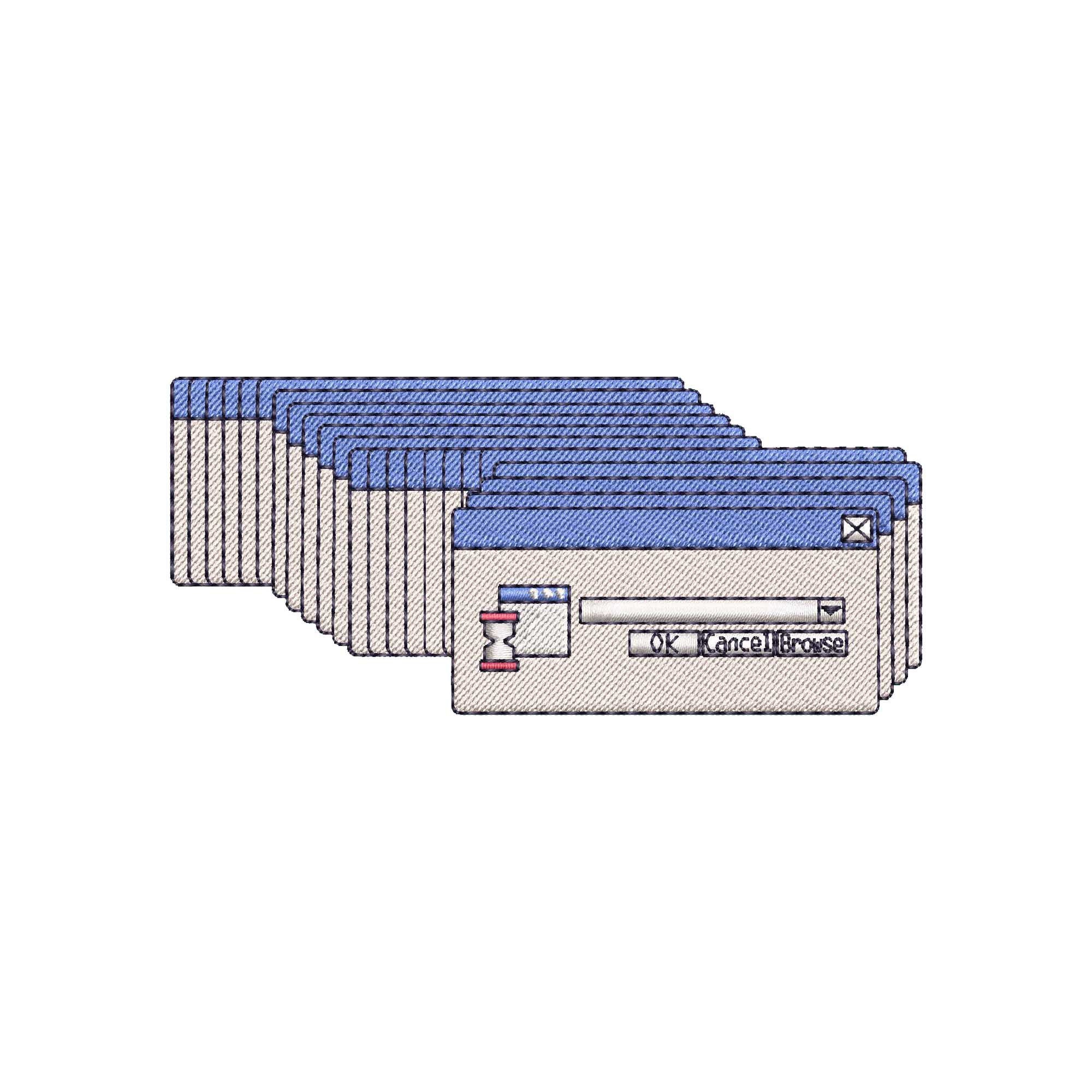 Dialog windows error machine embroidery designs, Embroidery files, Error on crashed froze computer, 00s retro virus, digital download