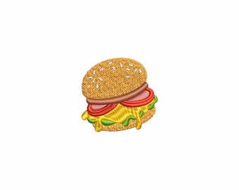 Mini Burger Stickdatei, Kleine Stickdatei, Hamburger Stickdatei, Kleine Stickdatei