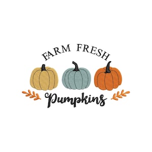Herbst Kürbisse Stickdatei, Herbst Stickmuster, Kürbis Aufnäher, Farm Fresh, Stickdatei, Maschinenstickerei Herbst