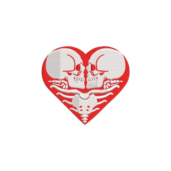 Skeleton Love Embroidery Design, Gothic Embroidery Files, Skull Embroidery Patterns, Halloween Embroidery, Machine Embroidery Designs