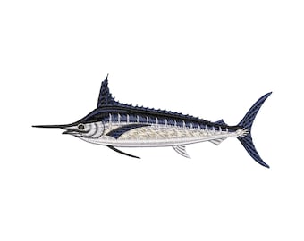 Blue Marlin Fish Embroidery Design, Big Game Sport Fishing Machine Embroidery File, Ocean Fish, Hat Embroidery for Boys and Men