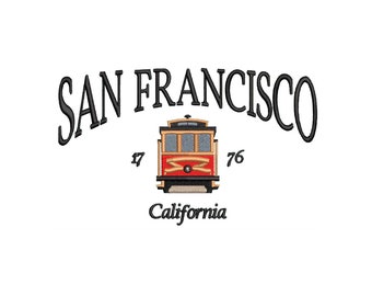 San Francisco Cable Car Embroidery Design: California Souvenir (Digital Download)