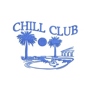 Beach Chill club machine embroidery designs, embroidery pattern, embroidery files, Palm tree embroidery designs, digital download