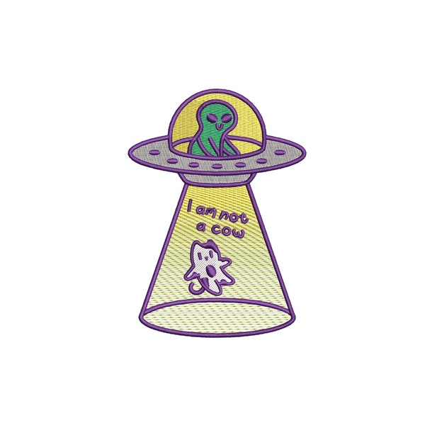 Alien embroidery design, cat embroidery design, funny embroidery files, UFO machine embroidery designs, animal embroidery design