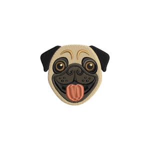 Mini Pug face embroidery design, Dog face embroidery pattern, Dog Lover machine embroidery designs, embroidery files, Pet Owner