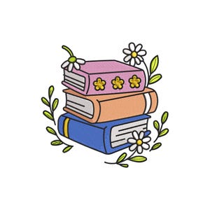 Floral Book embroidery design, Machine embroidery designs, Embroidery pattern, Embroidery files, Book lover, Book club, Reading embroidery