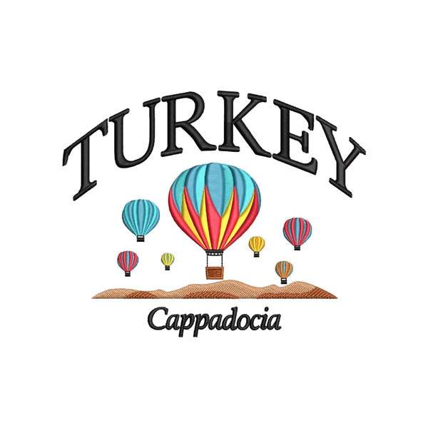 Turkey embroidery design hot air balloons Cappadocia