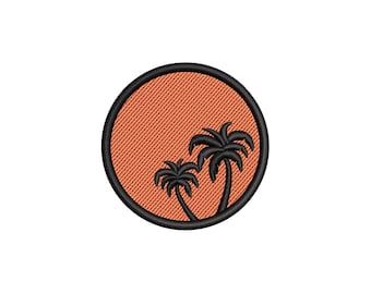 Tropical Palm embroidery design, retro wave machine embroidery design, summer beach embroidery pattern, botanical embroidery file