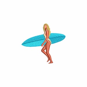 Surfer woman embroidery design, machine embroidery designs, embroidery pattern, embroidery files, ocean, beach, summer, digital download