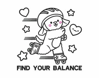 Kawaii Dog on Roller Skates Embroidery Design, Motivational Embroidery Files, Cute Animals Embroidery Patterns, Machine Embroidery Designs