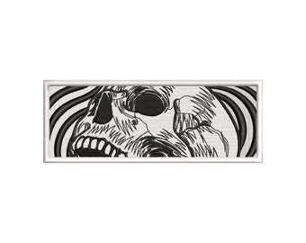 Disegno da ricamo con teschio scheletro spettrale, disegni da ricamo di Halloween, file da ricamo di Halloween, disegni da ricamo a macchina