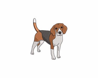 ビーグル犬の刺繍デザイン 動物の刺繍アート 4x4 フープサイズ 即時